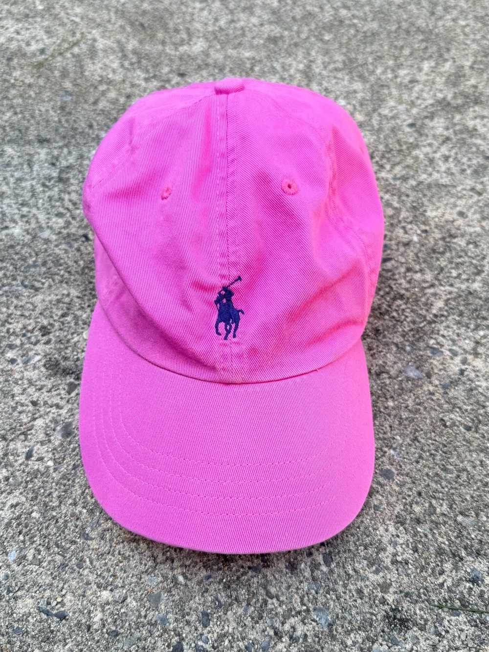 Polo Ralph Lauren Bright Pink Cotton Baseball Cap | Navy Pony Logo | Adjustable
